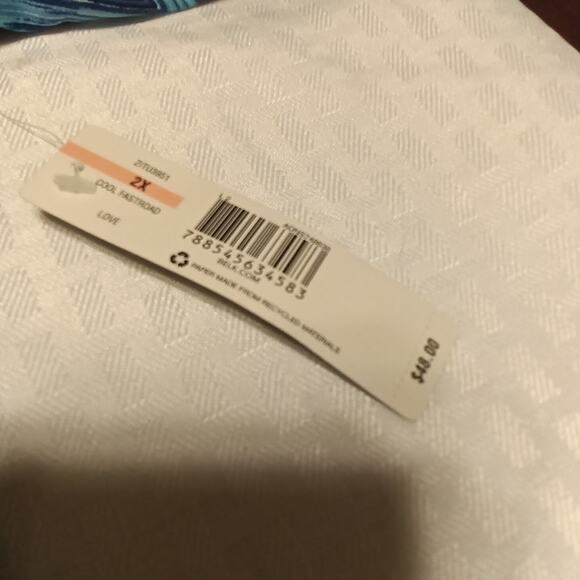 New Directions Women's 2xl Artsy Tunic Top NWT Long Sleeve Blue Black Chevron - Picture 6 of 9